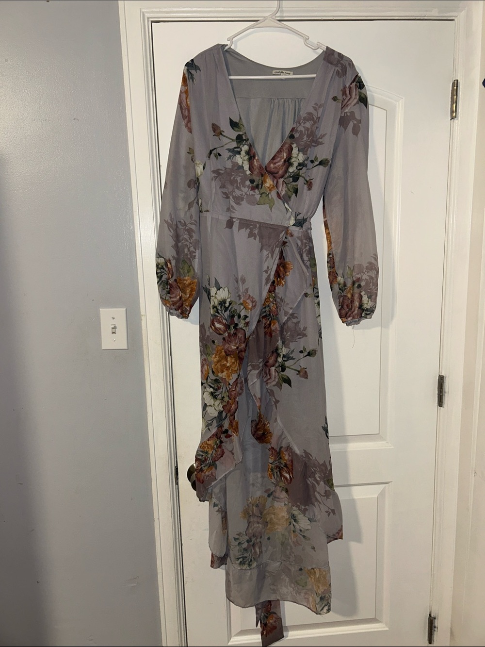 Charlotte Russe Lavender Floral Wrap Maxi Dress
